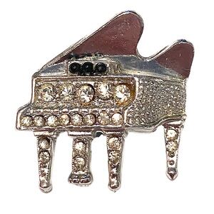 Vintage PIANO 🎹 Brooch Baby Grand Silver Rhinestone